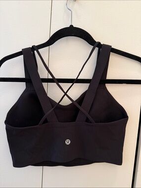 lululemon athletica Black Ribbed longline Crisscross Sports Bra